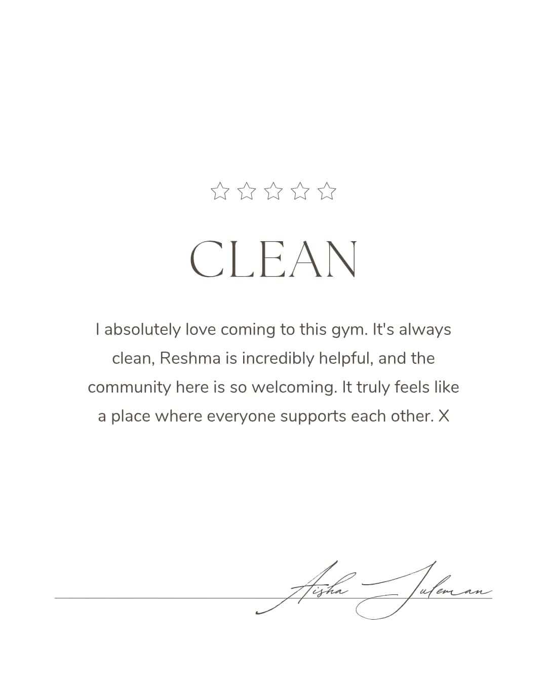 Testimonial from Aisha Suleman - Clean