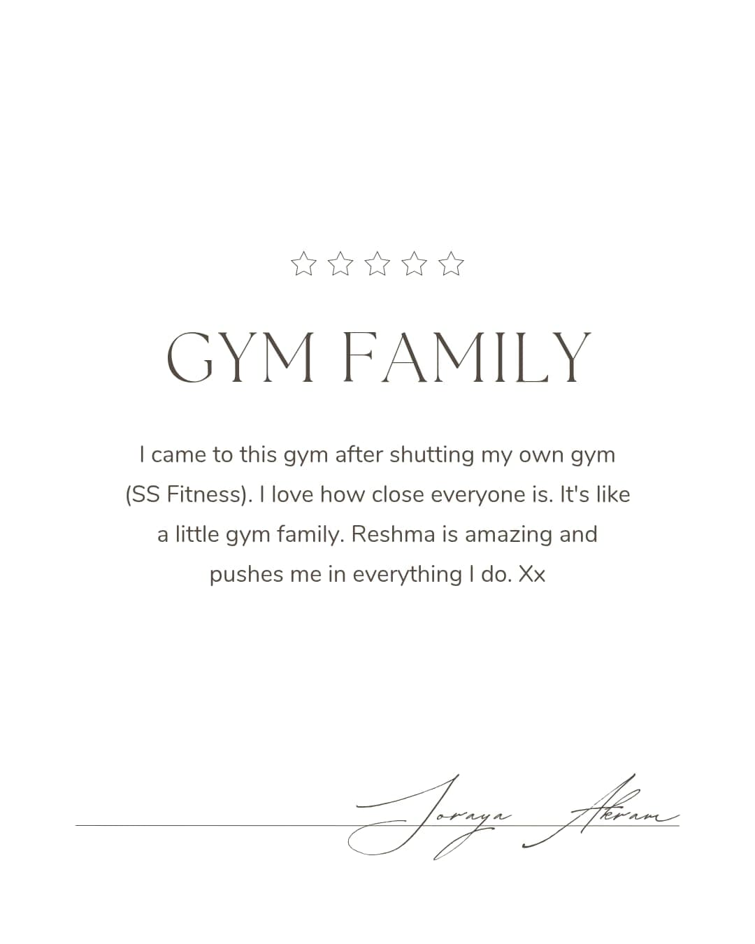 Testimonial from Soraya Akram - Gym Family