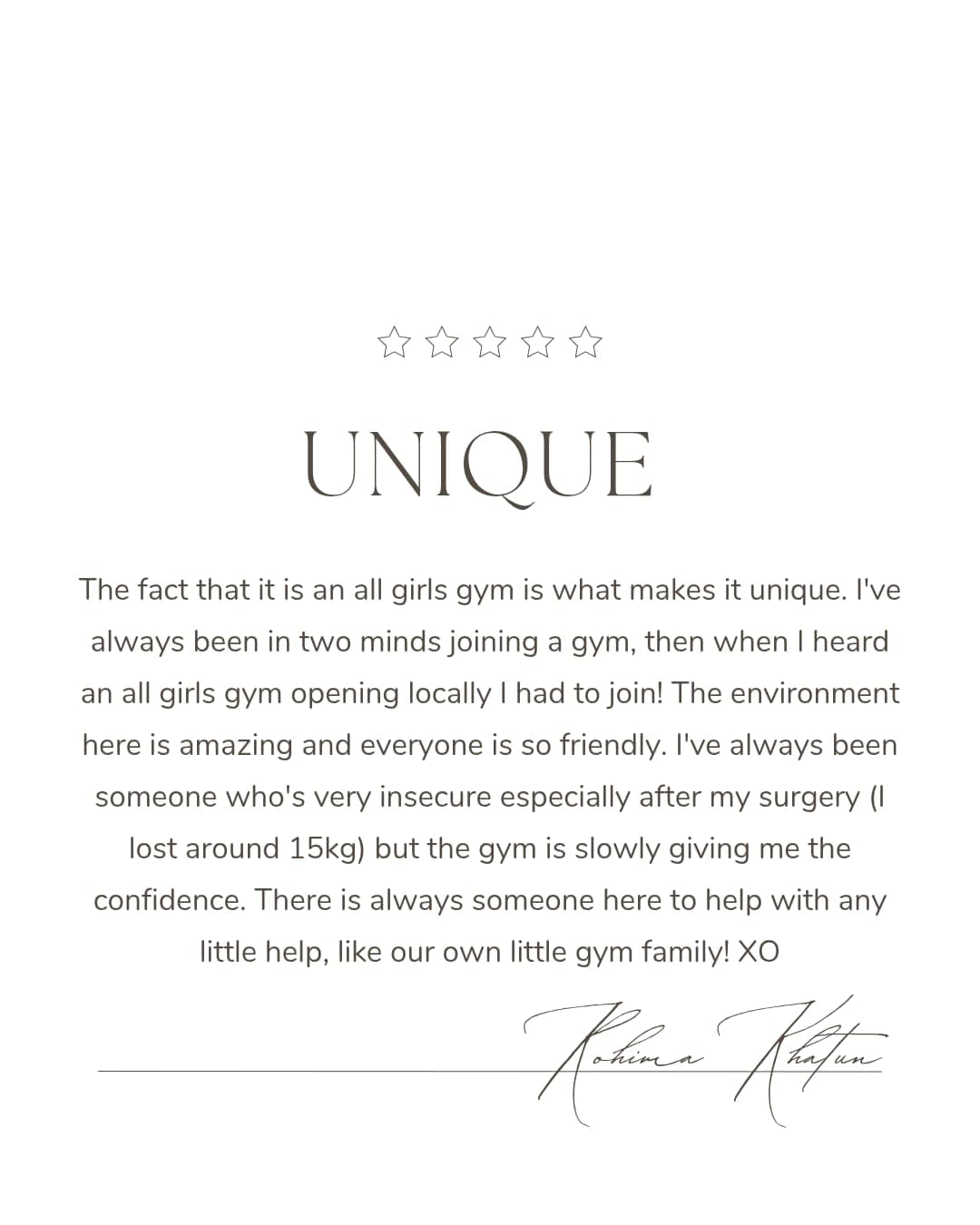 Testimonial from Rohima Khatun - Unique